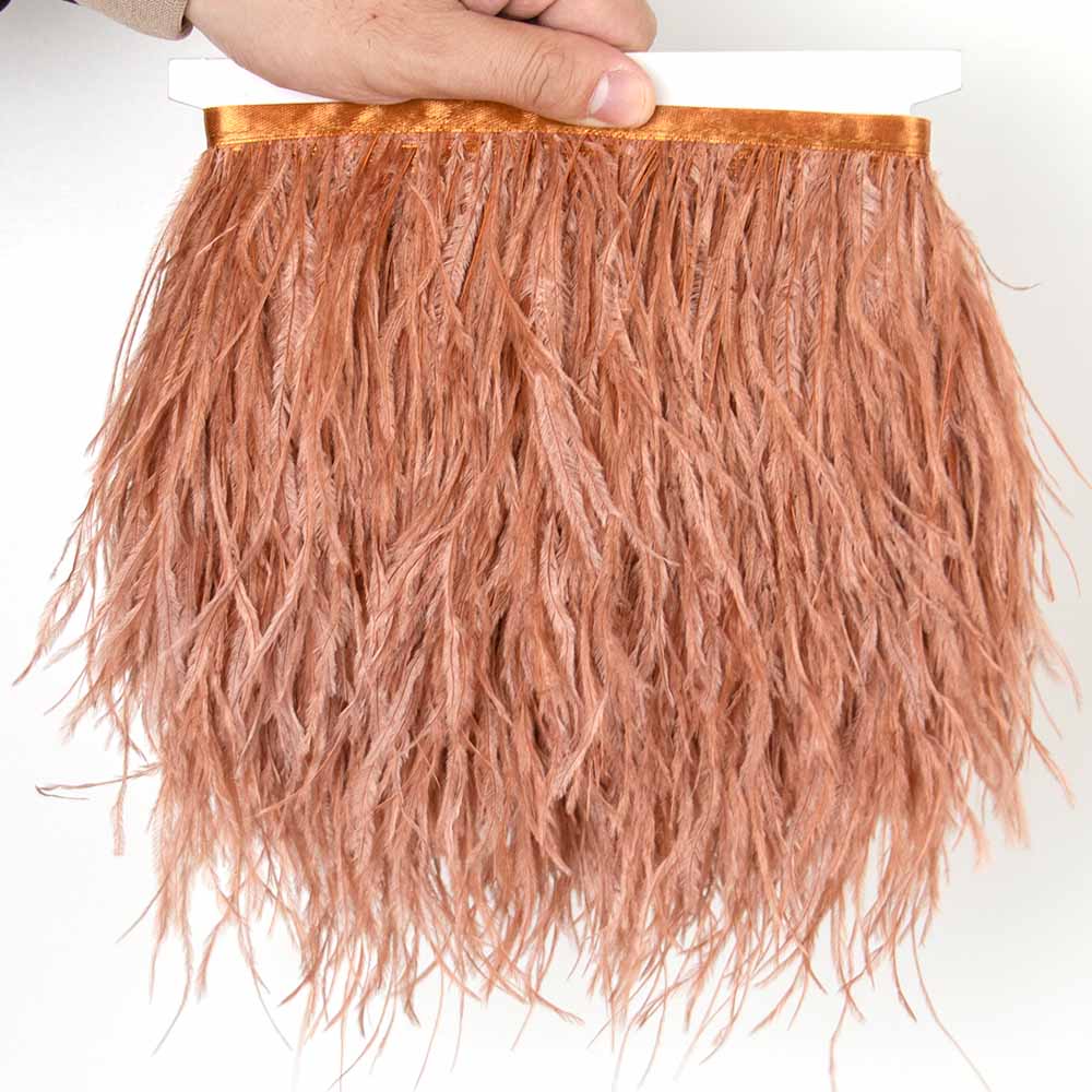 1Meter Red Ostrich Feathers Trim on Tape Ribbon Fringe 8-10cm Fabric Skirt Sewing Trimmings Feather Dress Clothes Decoration