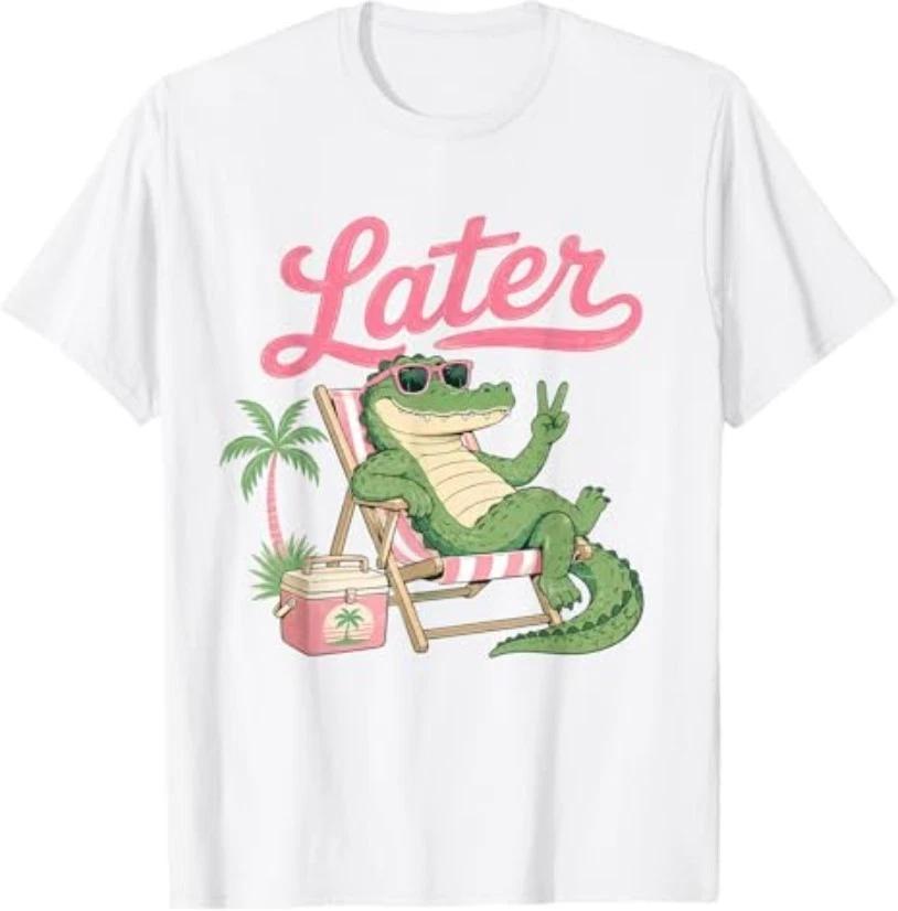 Teacher Summer Alligator See You Later Last Day of School T-Shirt XS