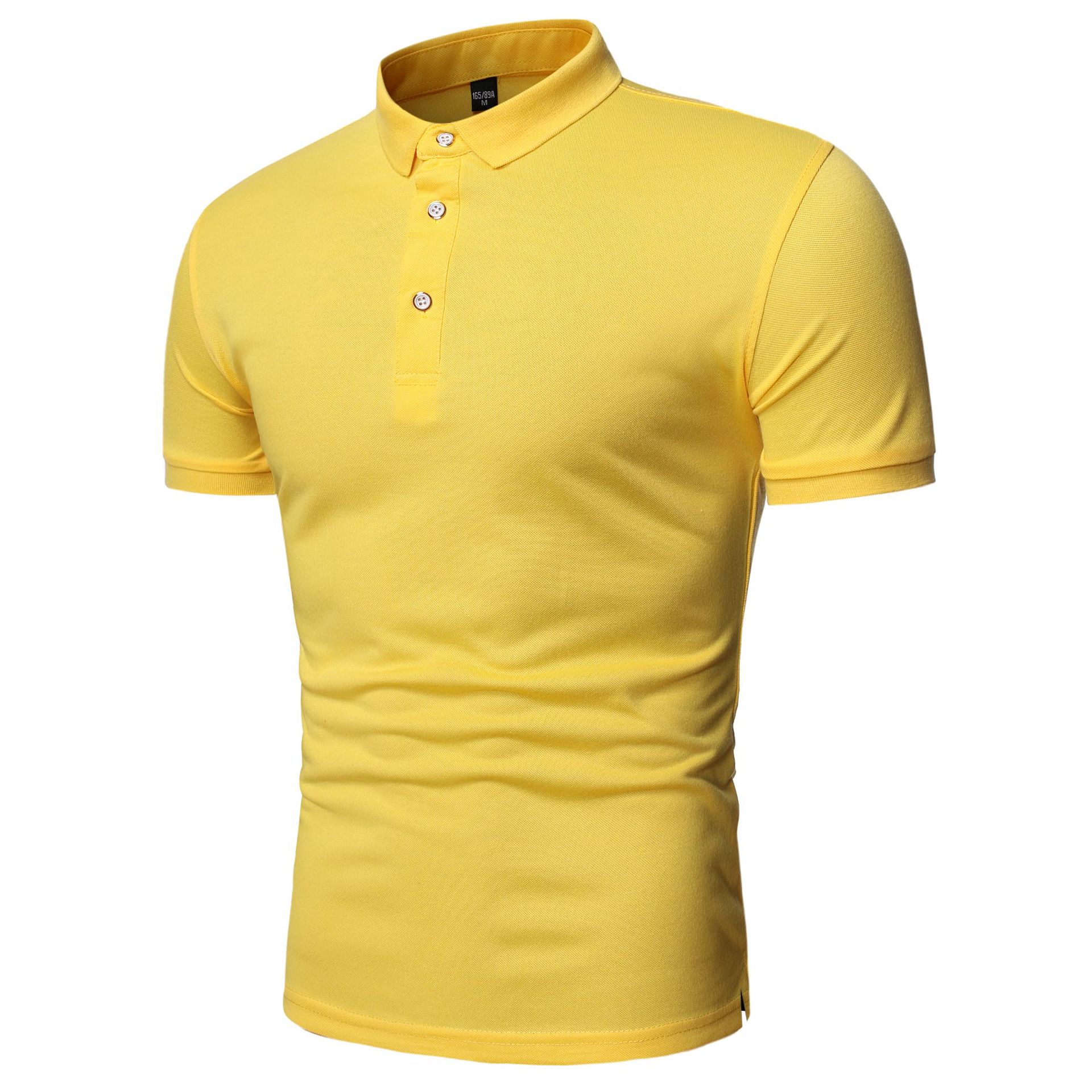 

Летняя рубашка-поло с коротким рукавом, мужские однотонные повседневные рубашки-поло из смесового хлопка, мужские топы, модная мужская одежда S