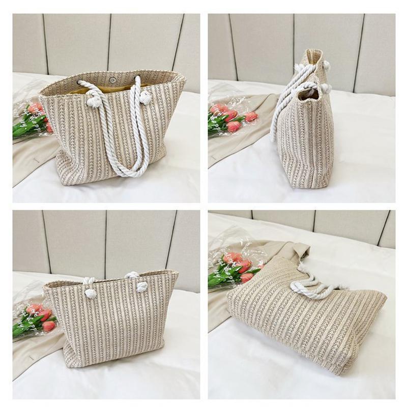 Fashion Large Capacity Shopper Shoulder Bag for Women Straw Woven Handbag Summer Beach Woven Simple Tote Bag