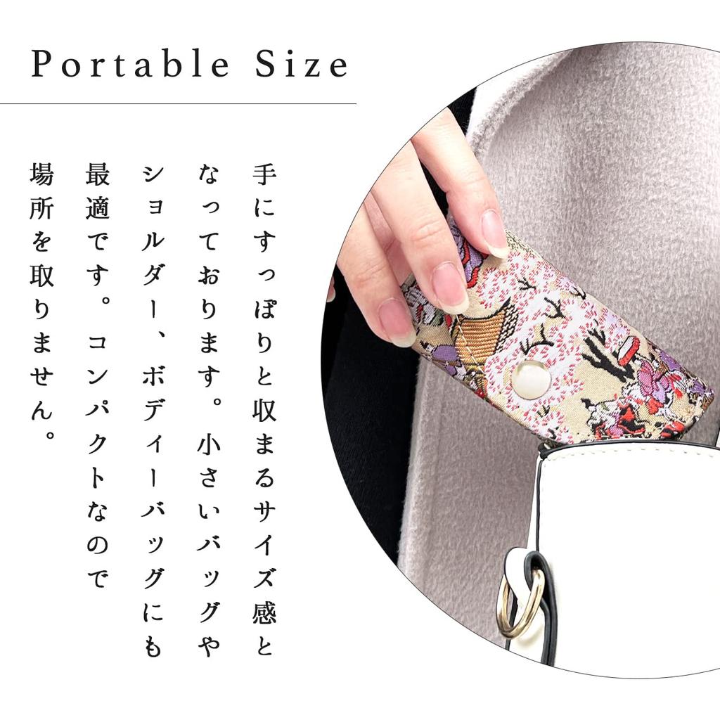 Nishijin Woven Key Case 4 Row Smart Key Trifold Key Holder Key Compact Key Holder 4 Row Key Hook Japanese Pattern Gold Brocade Takamisha Genji Emaki