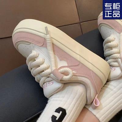 High-value Round Head Platform Bread Shoes Women's 2025 New Super Fire Guochao Versatile Retro Skateboard Shoes Little White Shoes