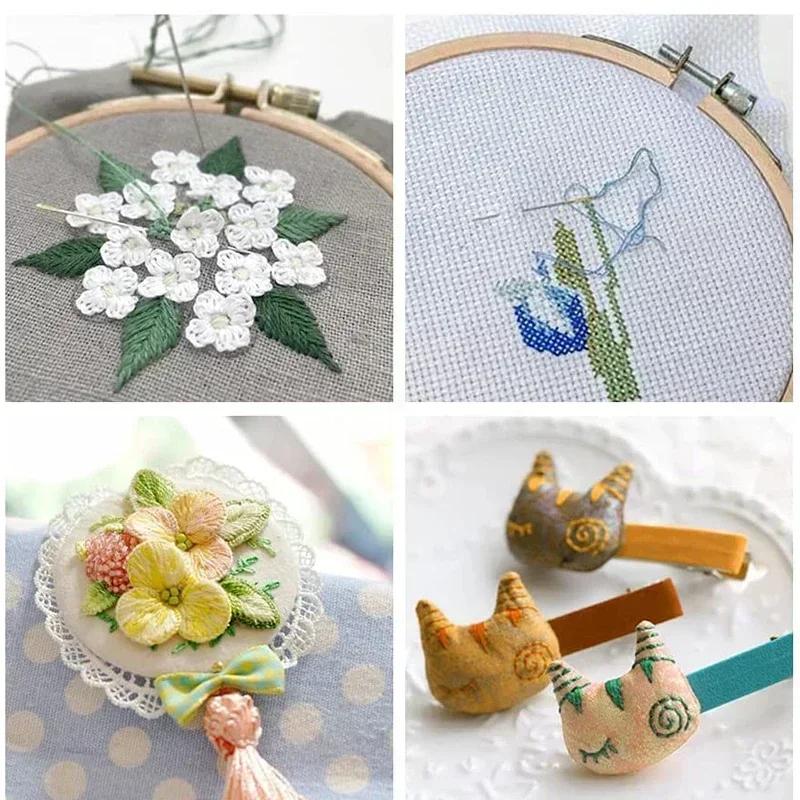 30/60Pcs Large Eye Cross Stitches Needles with Threader DIY Stitch Embroidery Needlework Threading Needle Hand Sewing Tools