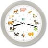 [KOOKOO] Kids World Sky Gray Colored Wall Clock with Animal Voices 12 Different Farm Animals Tell the Time