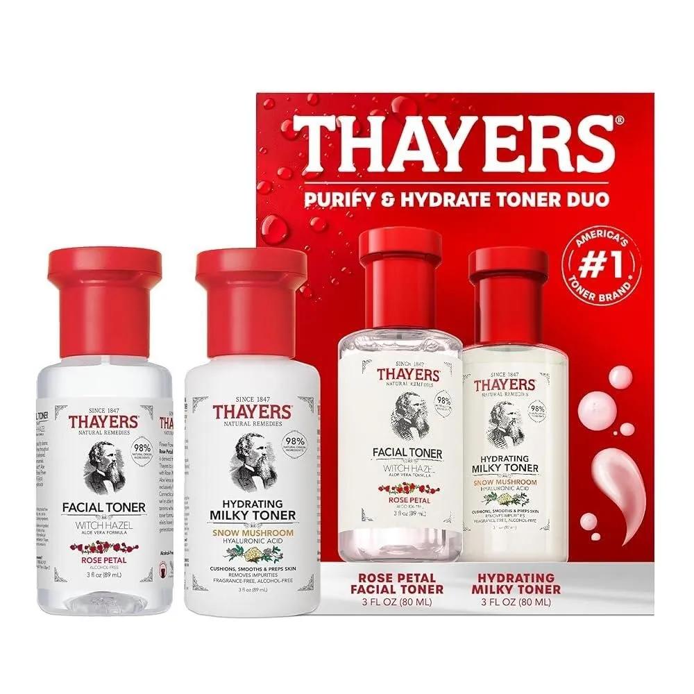 

Thayers Purify & Hydrate Skincare Kit: Rose Petal Facial Toner for Pore Minimization and 48-Hour Hydration Milky Toner 1
