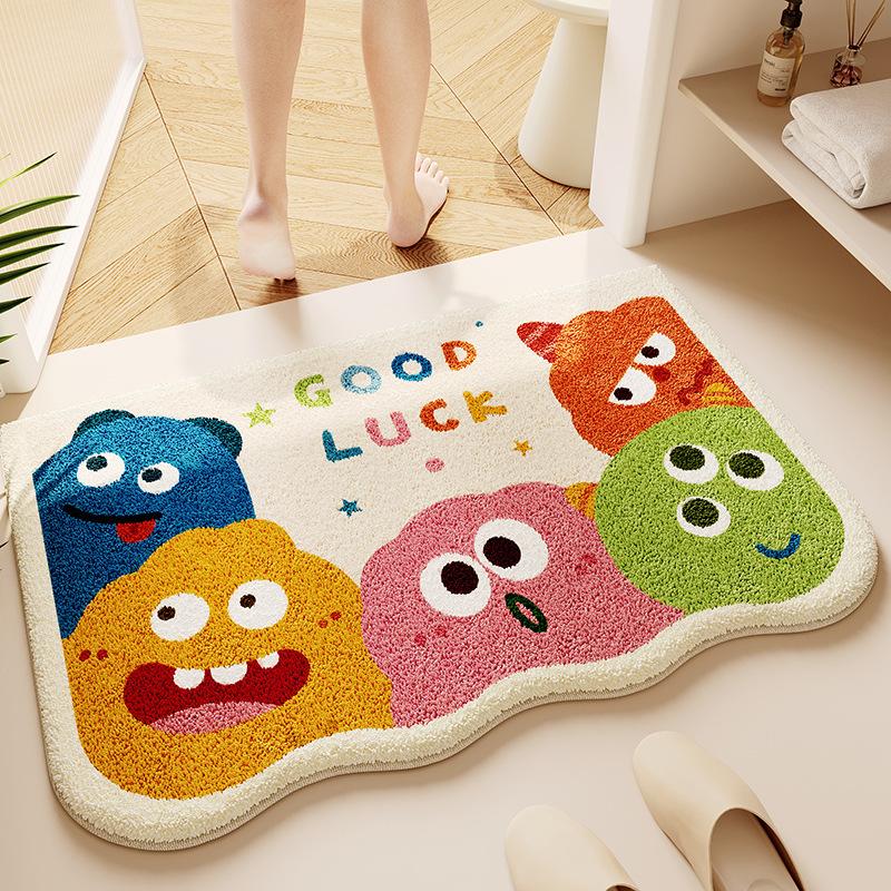 Absorbent Monster Bathroom Floor Mat Bathroom Floor Mat Imitation Cashmere Door Mat Non-slip Mat Household Bedroom Carpet Door Mat