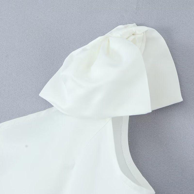 Kaslead New Women clothes Western Style Forged Surface One-Shoulder Three-Dimensional Oversized Ribbon dress