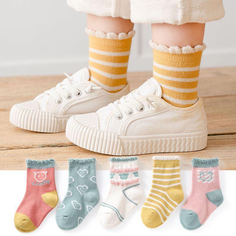 5 Paia - Calzini in Cotone da Bambino a Mezza Gamba: Disegni Cartoni Animati Autunno/Inverno per Ragazzi e Ragazze