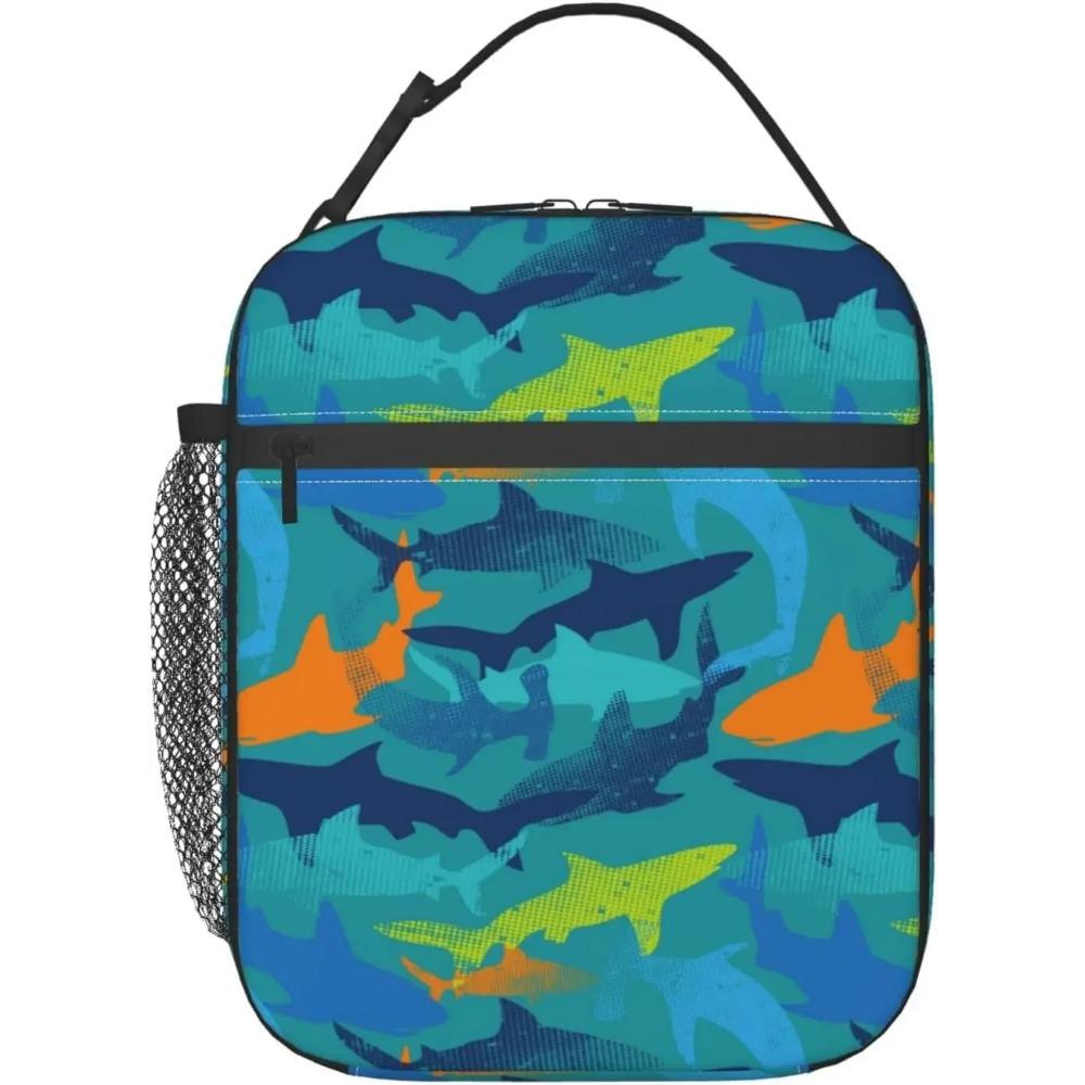 

Акула Милое подводное животное Портативная сумка для обеда для женщин/мужчин Изолированный многоразовый ланч-бокс для офиса, работы, школы, пикника, пляжа 26x21x11CM зелёный