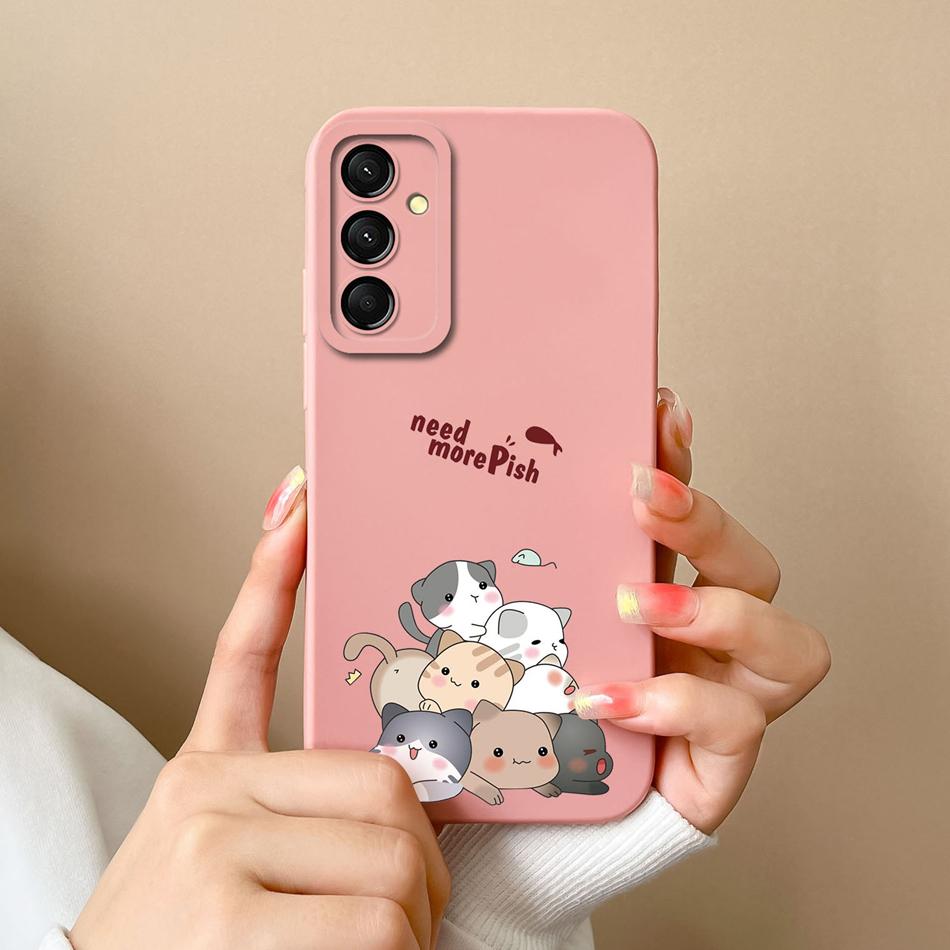 For Samsung Galaxy M35 5G Case Cute Cat Full Coverage Phone Shell For Samsung M 35 Anti Drop Soft Liquid Silicone Back Covers