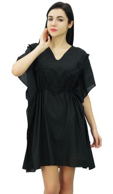 Kobiety Krótki Kaftan Bawełniany Letni Ze Sznurkiem w Pasie Okrycie Plażowe Kaftan