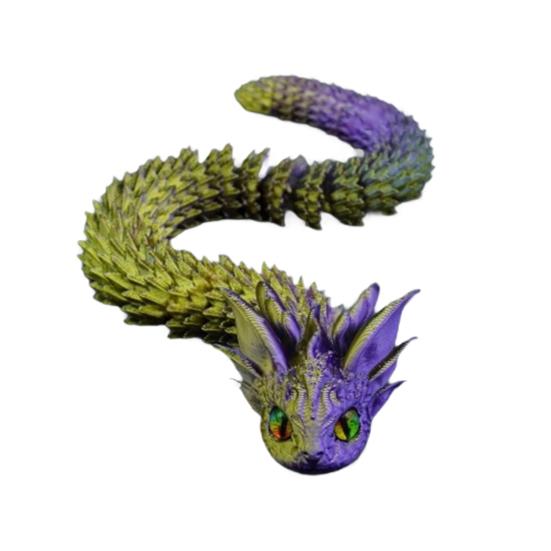

3D Printed Dragon Snake Figurine Movable Joints Mini Snake Figure Articulated Animal 20cm фиолетовый