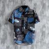 Men's Japanese Retro Floral Short-Sleeve Beach Shirt and Shorts - Plus Size Available
