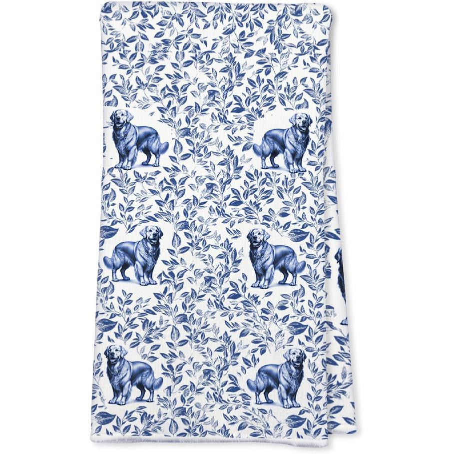 Dachshund Wiener Dog Blue French Toile Kitchen Dish Towels Dachshund Decorative Tea Towels Hand Towel Weiner Dog Gifts for Women Men 16.5x24 Inch золотистый