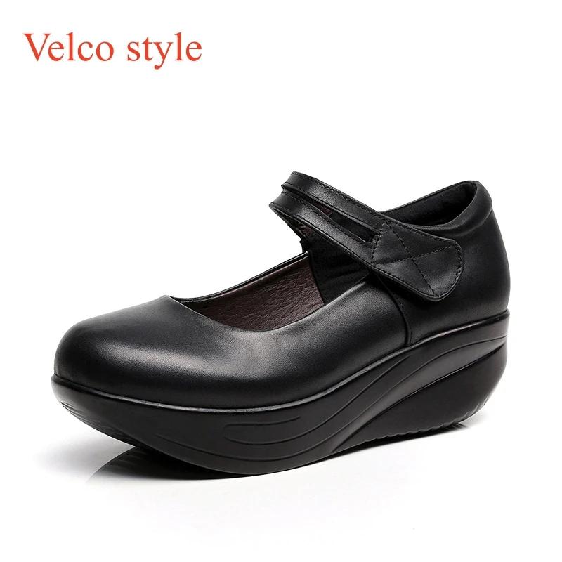 

5.5cm Small Plus Size 33-43 Comfortable Leather Shoes Women Mary Janes 2025 Thick Bottom Platform Wedges Shoes Mom Office Dance 43
