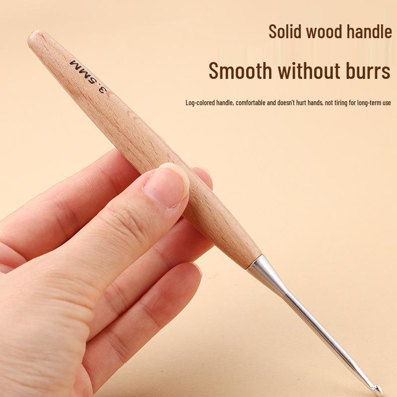 Premium Wooden Handle Crochet Hook - Handmade Knitting Tool for Sweaters and Thick Yarn