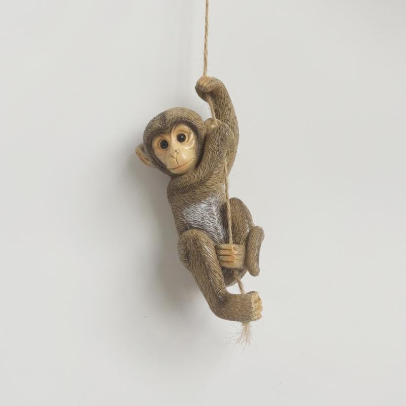 

New Statue Pendant Spring Garden Animal Hanging Monkey Baby Climbing Tree Resin Crafts Statue Decoration