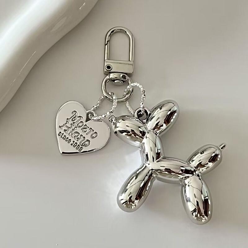 2024 Cute 3D Star Balloon Dog Keychain for Car Keys Iphone Accessories Trendy Heart Keyring Women Handbag Bag Pendant Key Chains