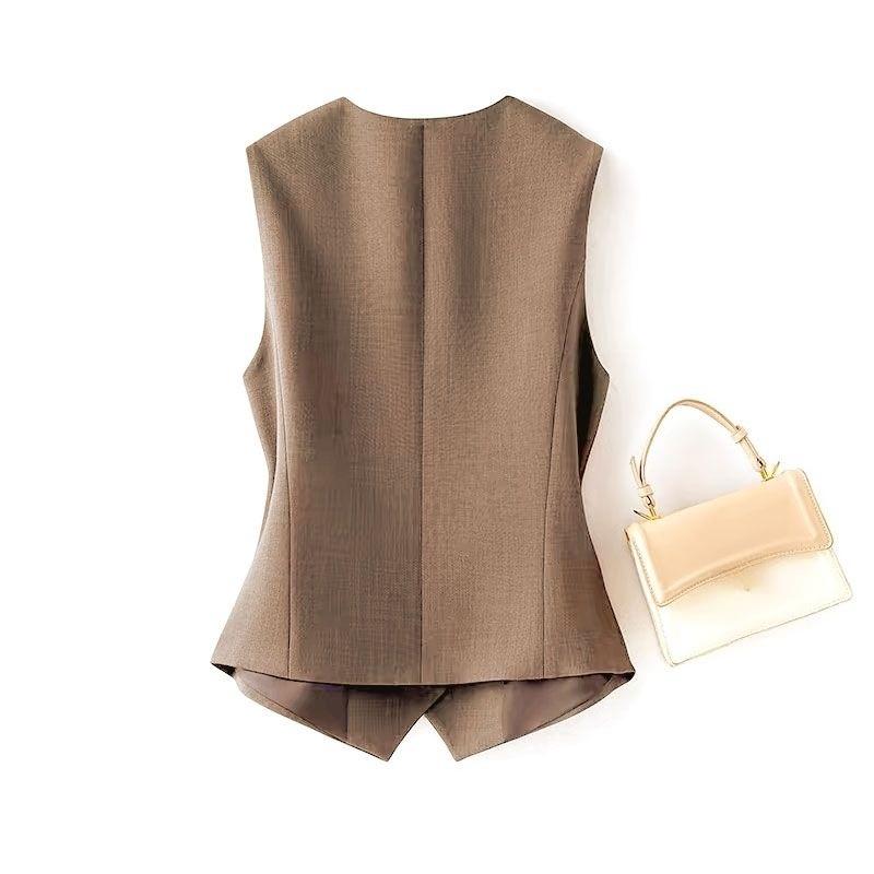Design Women Vest Layered Professional Stylish Sleeveless Waistcoat Casual Outerwear