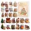 Christmas Home Decor Holiday Advent Calendar, 24 Days Countdown Calendar with Pcs Mini Acrylic Highland Cow/Cat/Green Elf Figures, Collectible