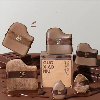 1 Box of 6 PCs Guoxiaoniu Chocolate Color Quick Makeup Foundation Puff Set, Foundation Sponge Puff Cushion Puff Mini Powder Puff Collection