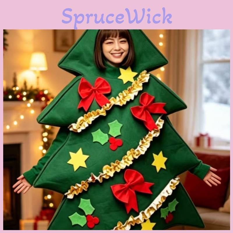 Christmas Tree Costume Set With Bow For Cosplay Holiday Parties