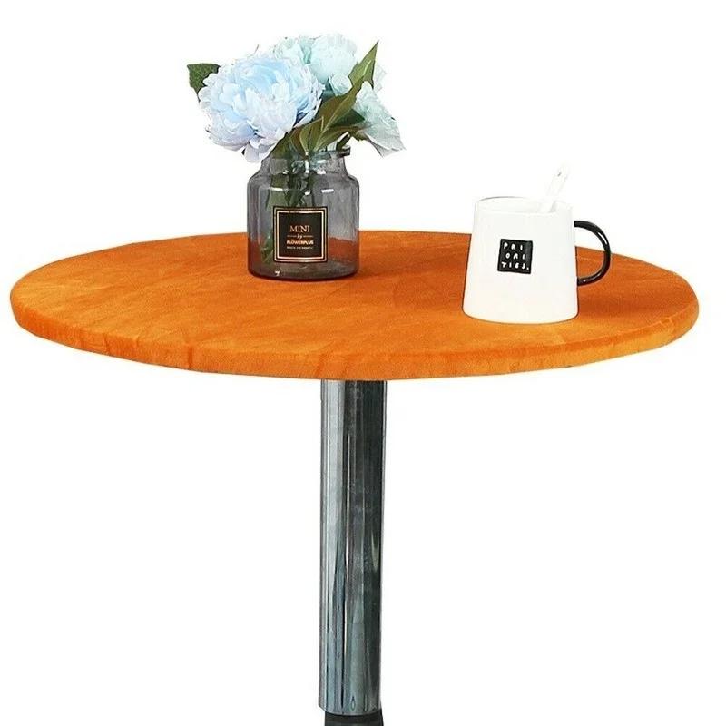 Velvet Elastic Fitted Stretch Tablecloth Round Edged Table Cover 60/70/80/90/100/120/150cm