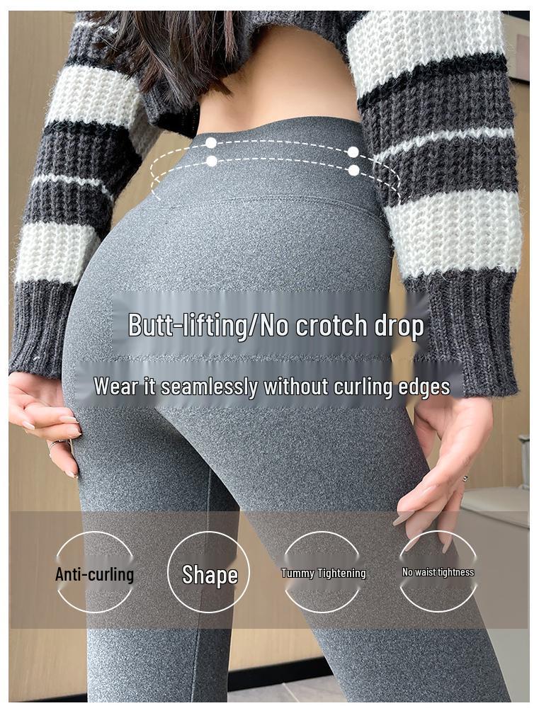 Women's High Waist Velvet-Lined Leggings - Seamless, Double-Sided Brushed, Slim Fit, Perfect for Autumn and Winter.