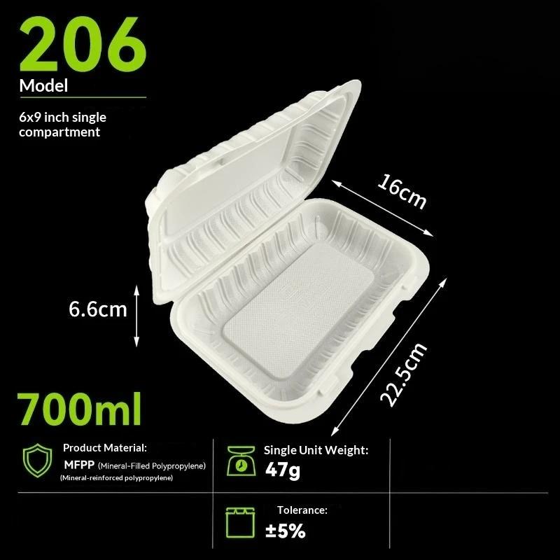 5Pcs Disposable Clamshell Food Container 3 Compartment Lunch Box Leakproof Microwavable Takeaway Box For Restaurant Meal Prep