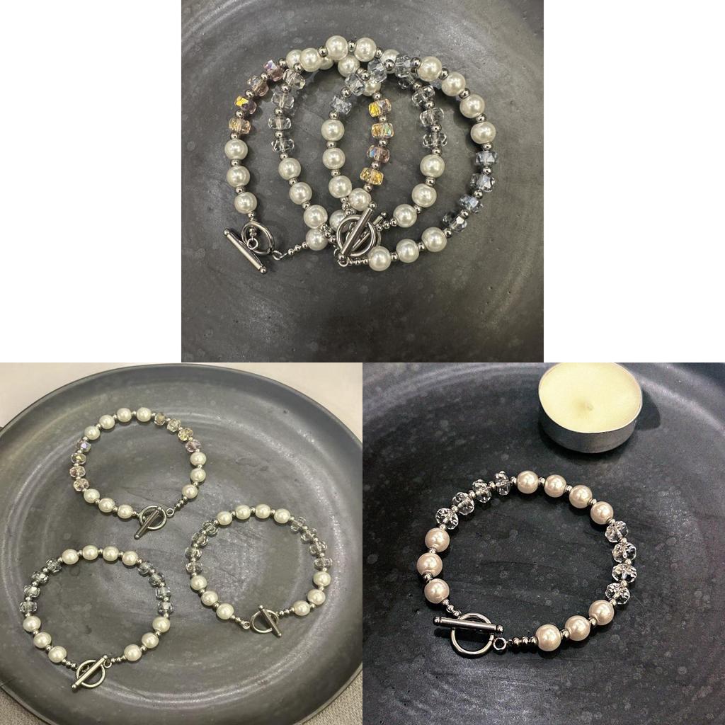 Geometric Style Handmade Pearl Bracelet With Colorful Crystals For Summer Gift Giving