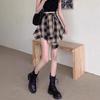 2026 Summer Women's Retro High-Waisted Plaid Skirt with Faux Two-Piece Design