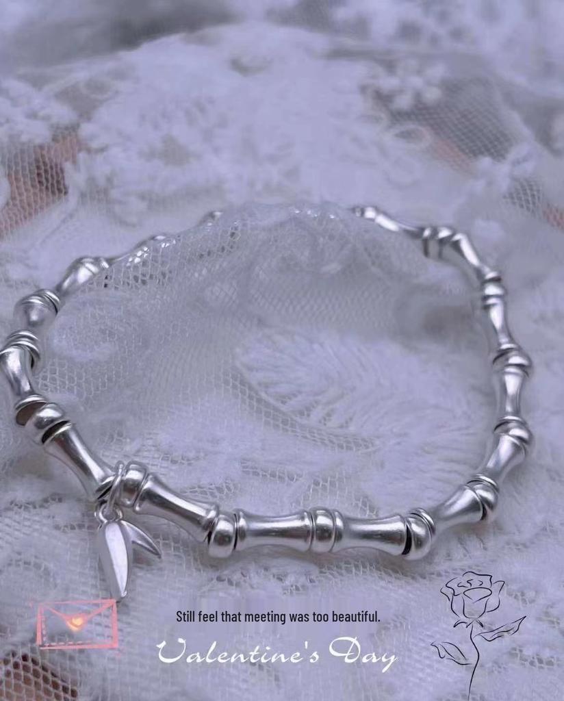999 Sterling Silver Bamboo Joint Bracelet - Essential Niche Design for Little Fairies