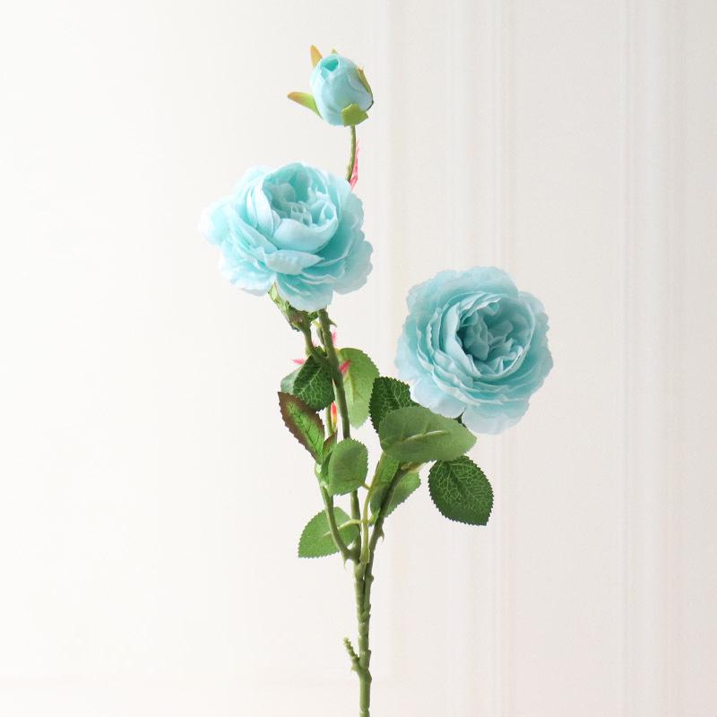 Fiori Artificiali in Seta Peonia a 3 Teste Rosa Occidentale Ornamento Floreale per Decorazione Matrimonio