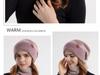 9971 Women's Two-tone Winter Hat & Scarf Set - Thick, Warm Ear Protection Wool Hat with Velvet Lining.