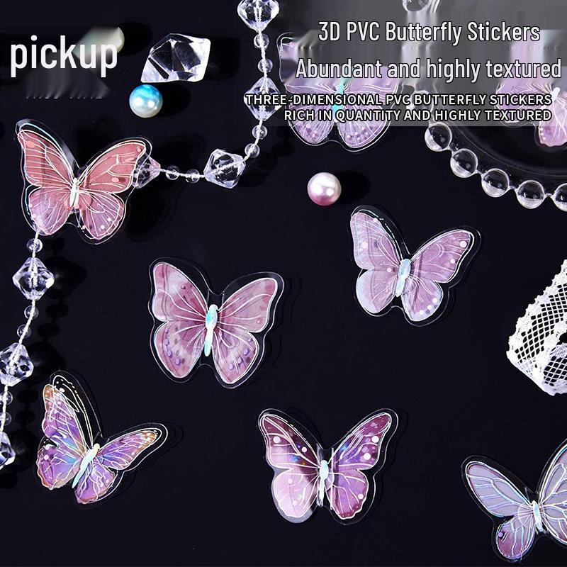 Dream Butterfly Whispers: Gold Foil 3D Butterfly Stickers for Journals & Collages - 6 Styles