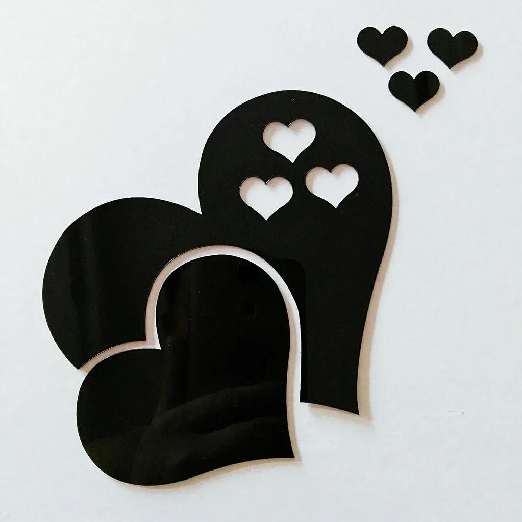 3D Glass Mirror Wall Stickers Hearts Fashion DIY Decals Self-adhesive LOVE Wedding Background Home Room Decoration Wallpaper