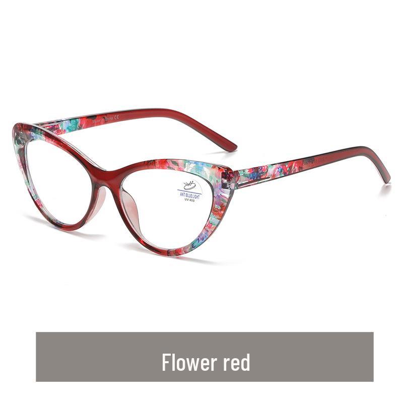 New Fashion Women's Anti-Blue Light Reading Glasses with Bag – European & American Style, Floral Design, Anti-Presbyopia.