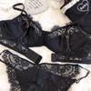 Sexy Underwear Set for Women Ultra-thin Bra Set French Lace Breathable Bralette Female Silk Comfort Bras and Thong Lingerie