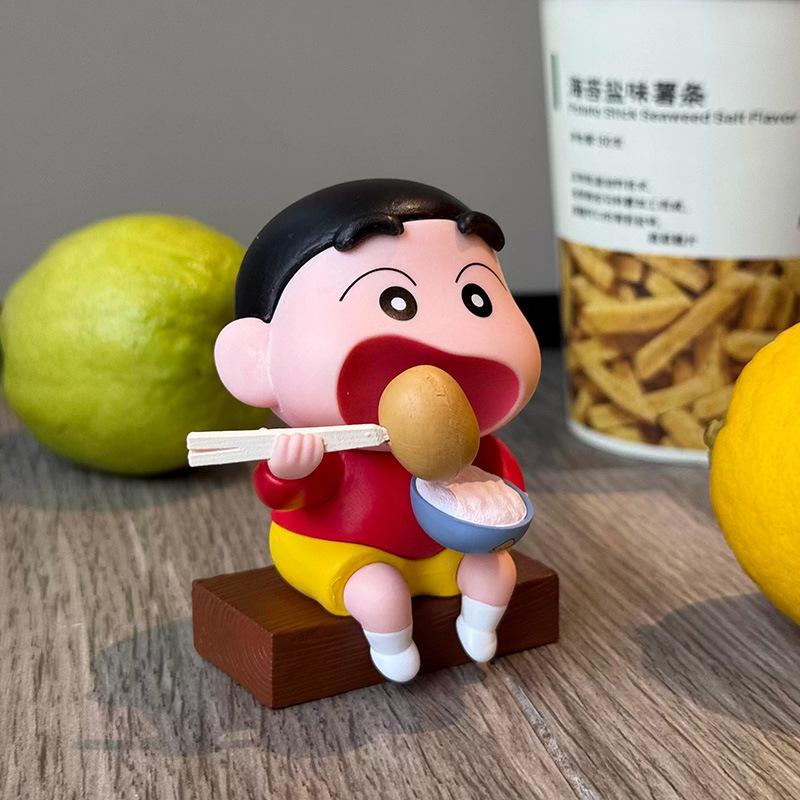 Cartoon 8cm Crayon Shin Chan Eating Potato Figurine Cute Desktop Ornament Home Decoration Birthday Gift Tabletop Display