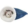 Cat Sleeping Bag - Soft Plush Large Self-Warming Bed for Winter, Cosy Cave 360 Wrap Comfortable Pet Snuggle Sack for Cats Up To 6kg, Dark Blue