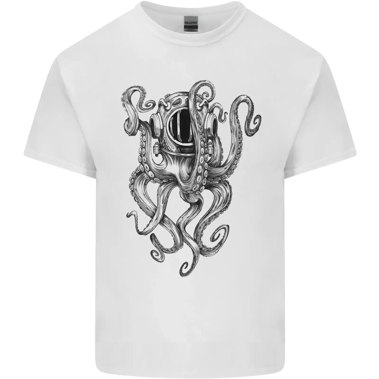

Scuba Diving Octopus Diver Mens Cotton T-Shirt Tee Top 4XL