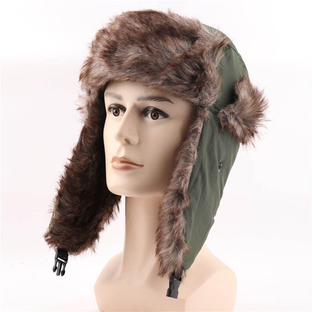 Female Cute Windproof Winter Faux Fur Outdoors Plush Hat Earflap Hat  Cap Ski Hat