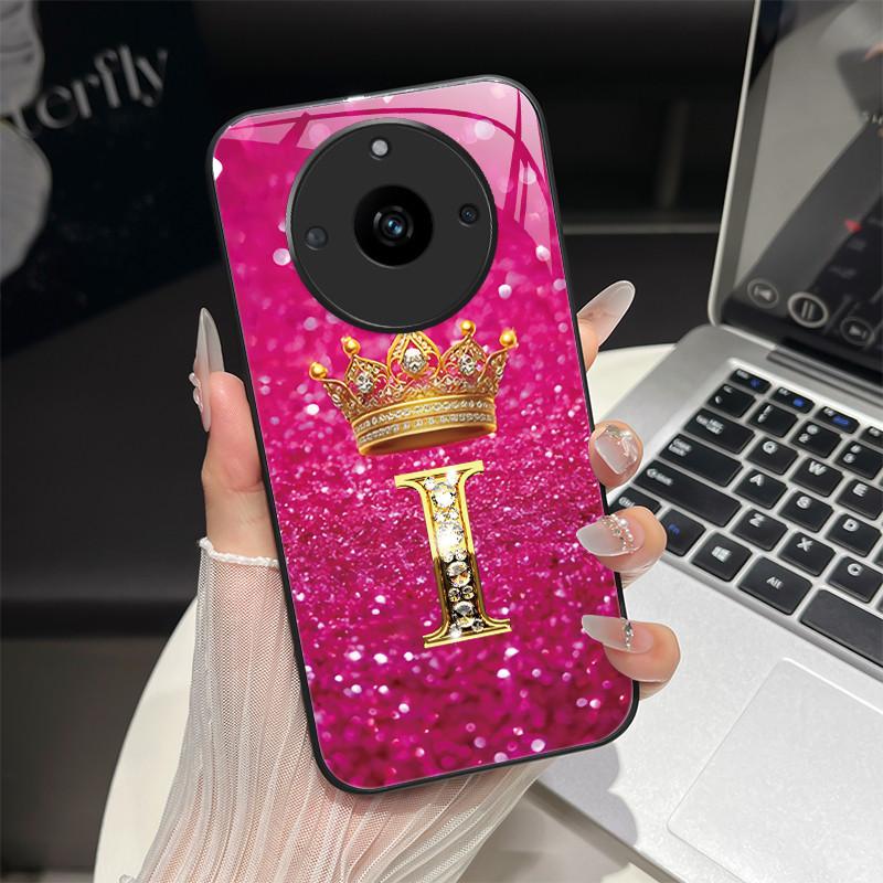 

For OPPO Realme 11 Pro 11 Pro Plus 11X Case Hard Tempered Glass Protective Anti-fall Fashion Letters Cover For Realme11 Funda Realme 11X
