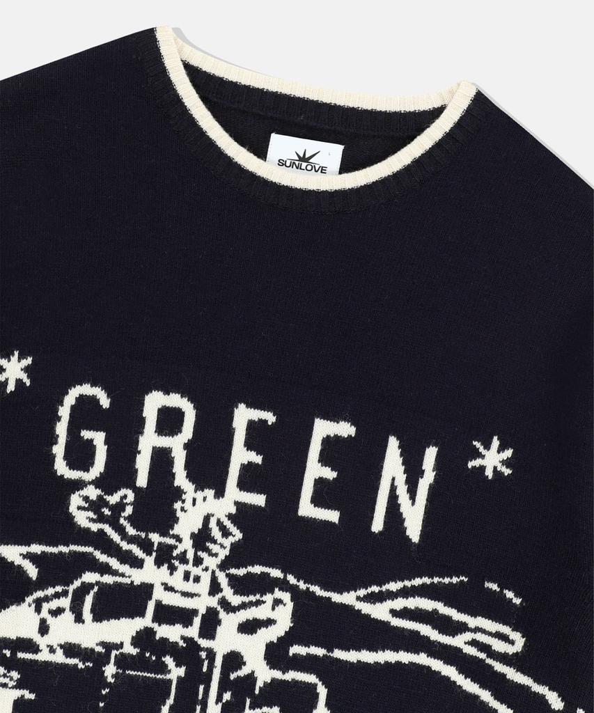 Sun Love Green Knit Sweater Navy