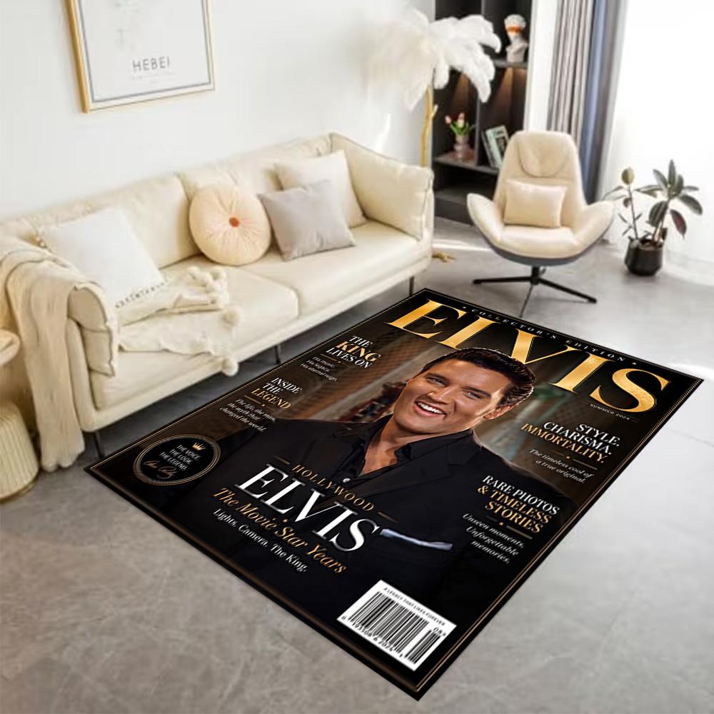 Elvis Presley Fan Quote Area Rug Suitable for Study room Entryway Game Room Playrooms Antislip Carpet Anime Office Decor Birthday/Christmas Gift