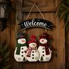 Vintage Style Seasonal Home Accents Christmas Wooden Hanging Sign, Rustic Holiday Wall Decor with Santa Claus Door Hanger Reindeer And Snowman