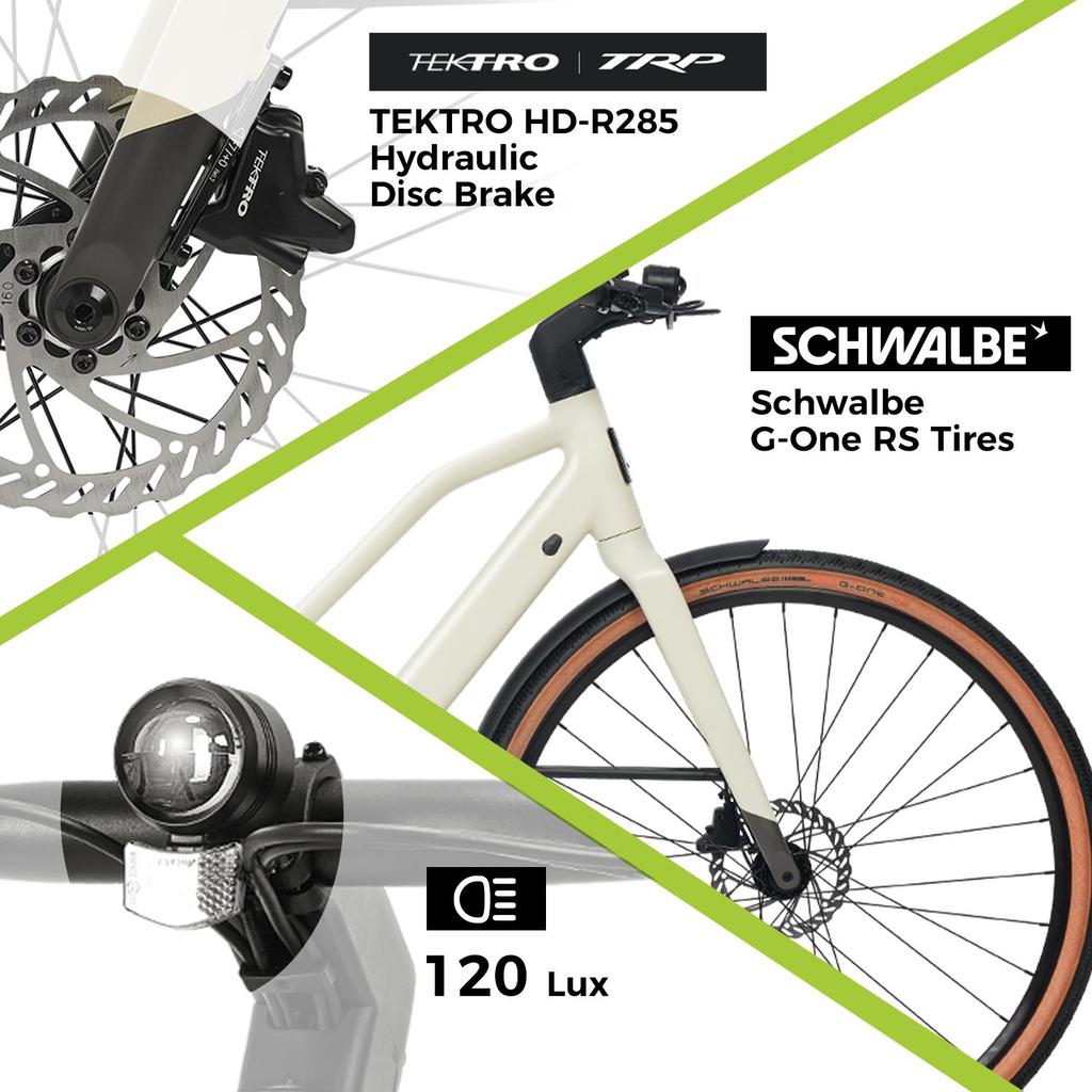 Electric Bicycle DERUIZ Turmali-Premium s 28"250W Motor City EBike ,58cm Frame, 360Wh Battery,Max  Range 110km Load 130kg