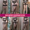 12D Women Sexy Garter Belt Stockings  In One Thigh High Socks Transparent Silk Lace Black Stockings Jarretelles Sexy Knee Socks