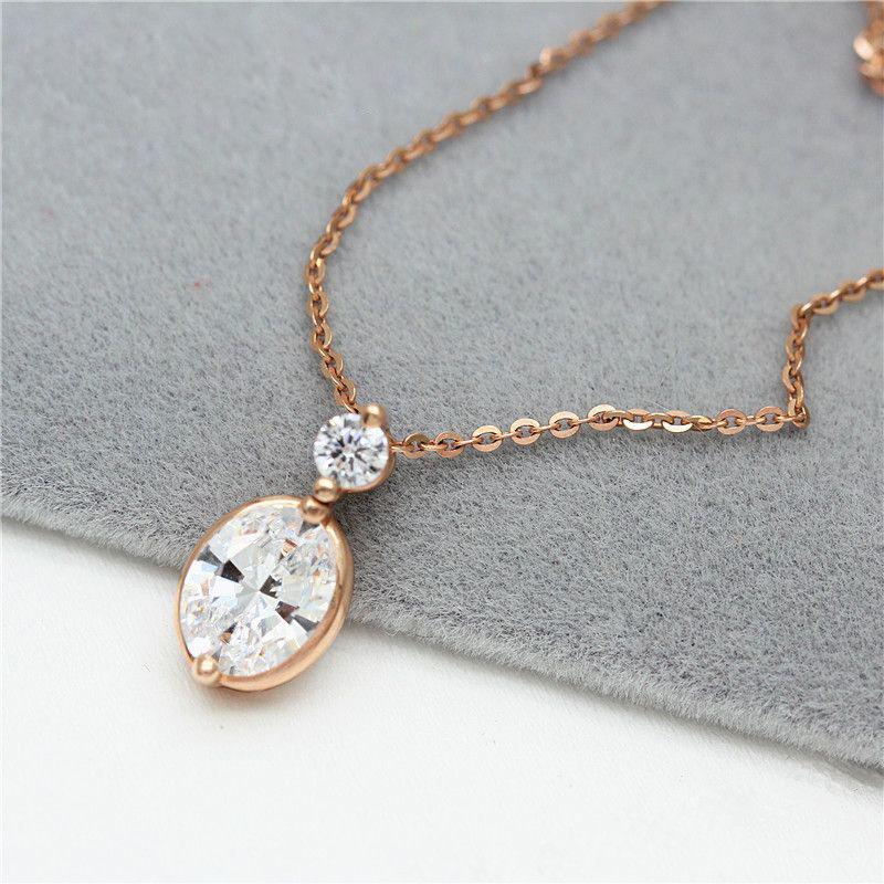 Exquisite Rose Gold Plated Russian Purple Gold Egg Surface Zircon Necklace Shining 585 Color Gold Necklace Simple Korean Version