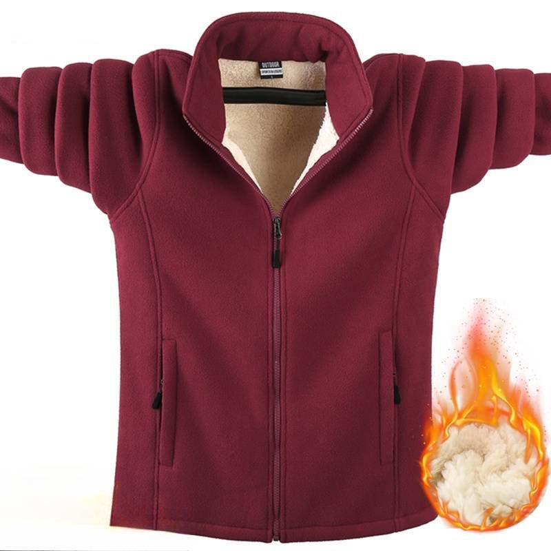 Stand Collar Jacket Men's Large Size Spring and Autumn Cardigan Jacket for Young, Middle-aged and Elderly Double-sided Polar Fleece Fleece Jacket